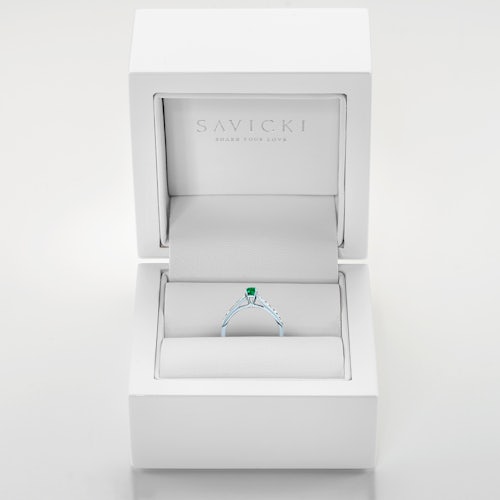 Pierścionek Secret Garden: białe złoto, szmaragd